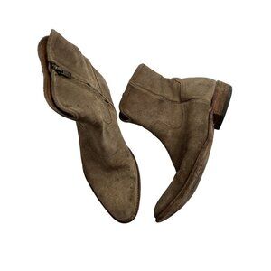 Frye Austin Inside Zip Roughout Ankle Boots in Brown